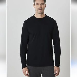 Robert Barakett Men Shirt L Black Basic Minimalist Tee Pima Long Sleeve Casual
